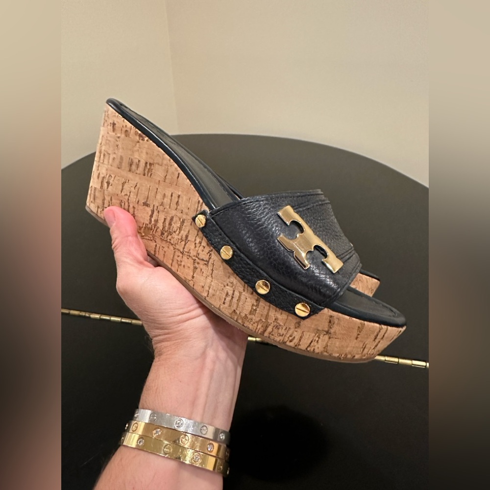 RARE authentic iconic luxury summer beach resort Tory Burch wedge/sandals/shoes - Picture 16 of 17